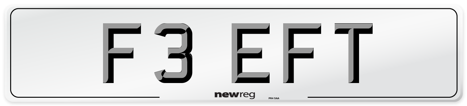 F3 EFT Number Plate from New Reg